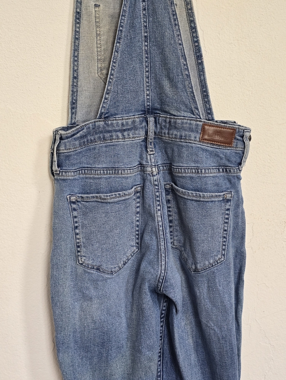 Hollister XS Distressed Denim Overalls Light Wash Skinny Fit - Picture 13 of 15